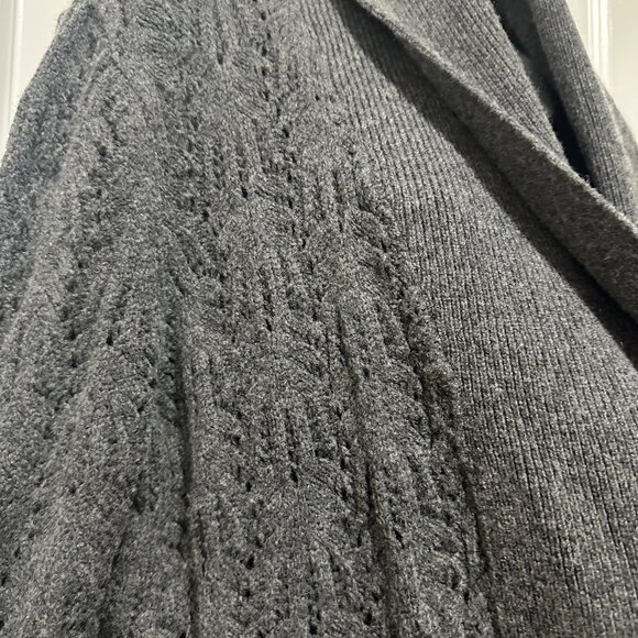Ann Taylor Dark Grey Wool/Cashmere/ Blend Knit Shawl Collar Cardi, Size L - Picture 6 of 13